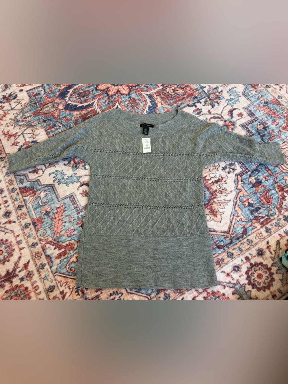 NEW WITH TAGS WHBM Gray Knit Sweater Top XS